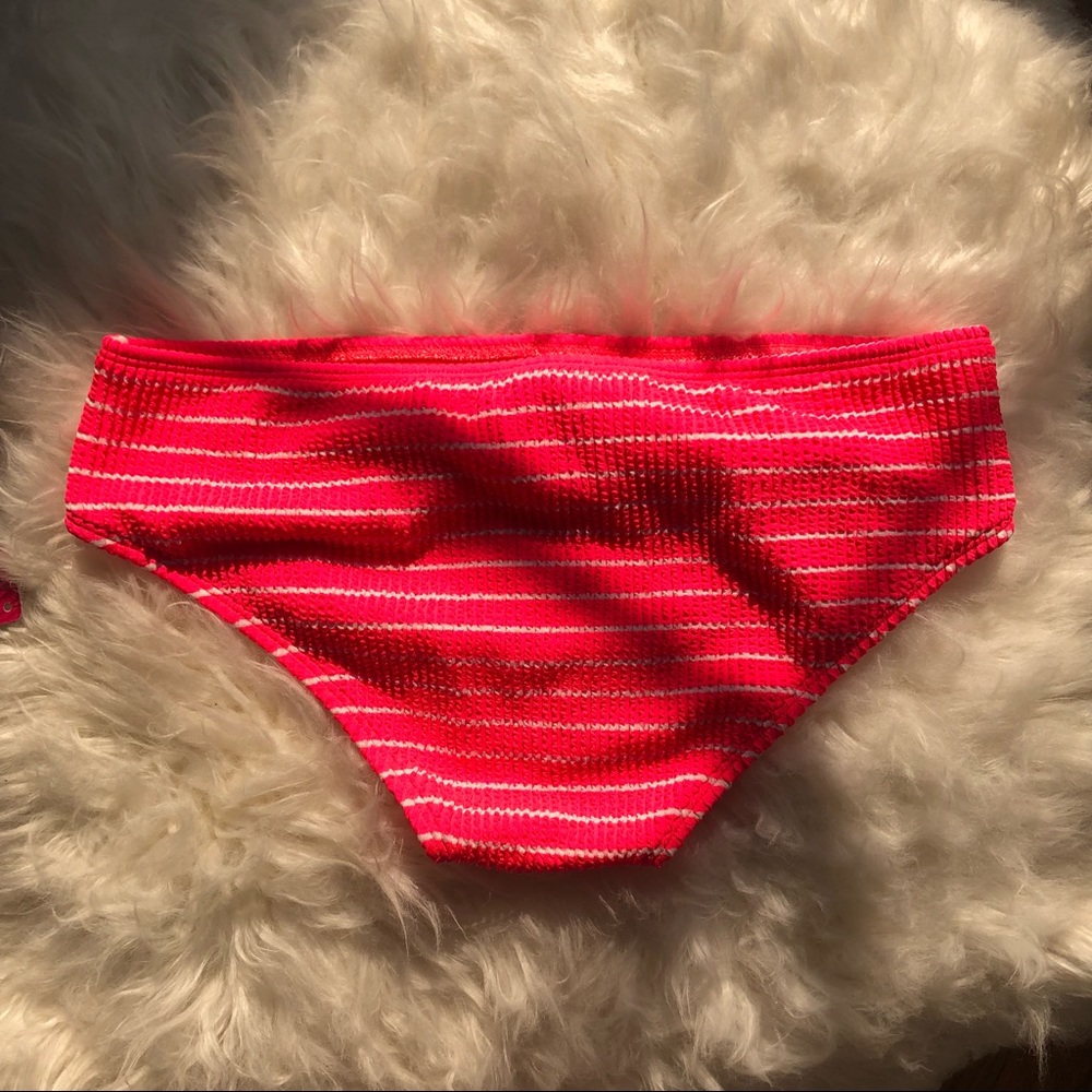 NWT Xhilaration Hot Pink and White Striped Textured Hipster Cheeky Bikini Bottom - Picture 12 of 14